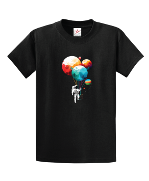 Spaceman Flying Balloon Space Unisex Kids and Adults T-Shirt